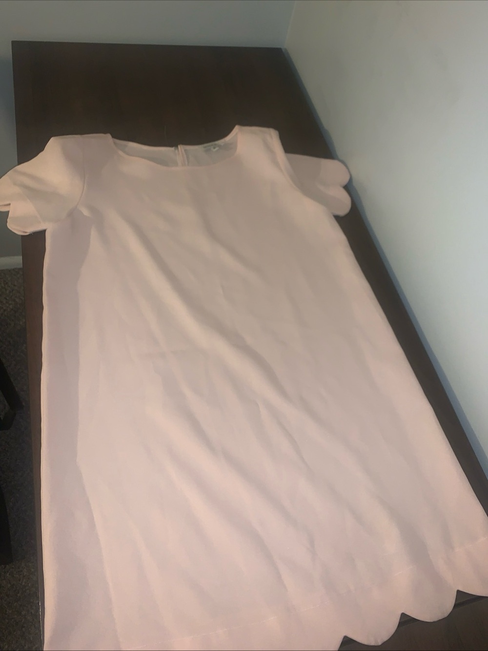 Space 46 Boutique Pale Pink Scallop Hem High-Low Dress